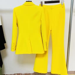 HIGH STREET Newest 2026 Runway Designer Suit Set Women's Single Button Blazer Flare Pants Suit
