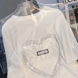 2022 New Short-sleeved T-shirt Women's Hot Drilling Love Heart T shirts Fashion Women Tees Plus size L-4XL 45-150KG