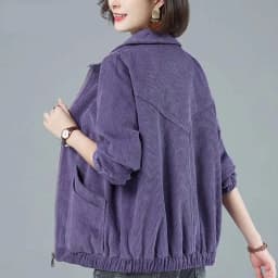Corduroy Jacket 7XL 8XL Women's Short Loose Long-sleeved Zipper Coat Solid Casual Female Outwear Tops 2022 Spring Autumn New
