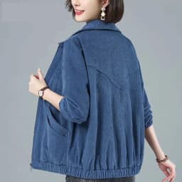 Corduroy Jacket 7XL 8XL Women's Short Loose Long-sleeved Zipper Coat Solid Casual Female Outwear Tops 2022 Spring Autumn New