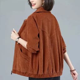 Corduroy Jacket 7XL 8XL Women's Short Loose Long-sleeved Zipper Coat Solid Casual Female Outwear Tops 2022 Spring Autumn New