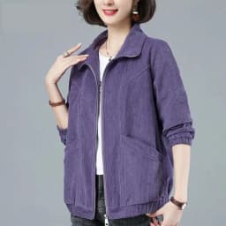 Corduroy Jacket 7XL 8XL Women's Short Loose Long-sleeved Zipper Coat Solid Casual Female Outwear Tops 2022 Spring Autumn New