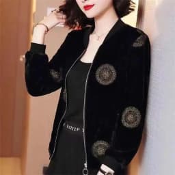 Gold Velvet Jacket Female Autumn Joker Latest Western-style Coat Wearing Clothes Women Korean Loose Printing Cardigan Tide Ins