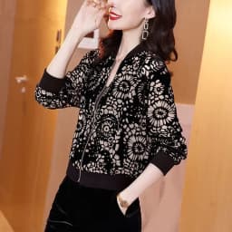 Gold Velvet Jacket Female Autumn Joker Latest Western-style Coat Wearing Clothes Women Korean Loose Printing Cardigan Tide Ins