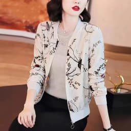Gold Velvet Jacket Female Autumn Joker Latest Western-style Coat Wearing Clothes Women Korean Loose Printing Cardigan Tide Ins