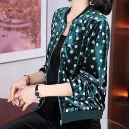 Gold Velvet Jacket Female Autumn Joker Latest Western-style Coat Wearing Clothes Women Korean Loose Printing Cardigan Tide Ins