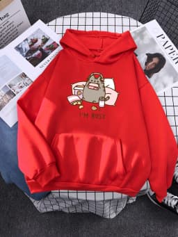 Sorry I'M Busy Cat Playing Games With Headphones Women Hoody Simple Pocket Pullovers Outdoor Soft Sweat Street Casual Female Top