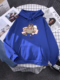 Sorry I'M Busy Cat Playing Games With Headphones Women Hoody Simple Pocket Pullovers Outdoor Soft Sweat Street Casual Female Top