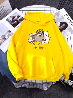 Sorry I'M Busy Cat Playing Games With Headphones Women Hoody Simple Pocket Pullovers Outdoor Soft Sweat Street Casual Female Top
