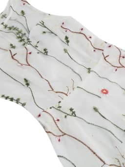 Tonval Floral Embroidered Mesh Overlay Vintage Long Dresses for Women High Waist Birthday Party Elegant Summer Dress