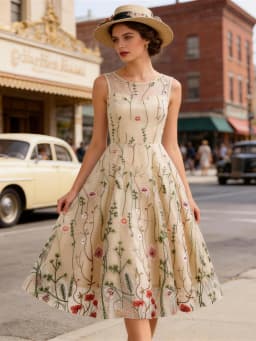 Tonval Floral Embroidered Mesh Overlay Vintage Long Dresses for Women High Waist Birthday Party Elegant Summer Dress