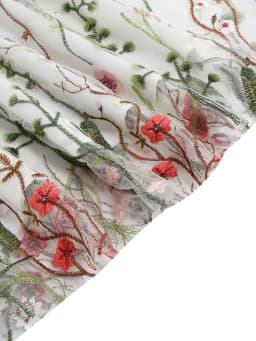 Tonval Floral Embroidered Mesh Overlay Vintage Long Dresses for Women High Waist Birthday Party Elegant Summer Dress