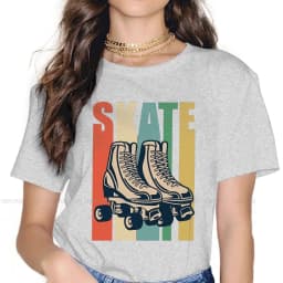 Derby Retro Hipster TShirts Roller Skating Woman Harajuku Fabric Streetwear T Shirt Round Neck 5XL