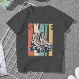 Derby Retro Hipster TShirts Roller Skating Woman Harajuku Fabric Streetwear T Shirt Round Neck 5XL