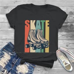 Derby Retro Hipster TShirts Roller Skating Woman Harajuku Fabric Streetwear T Shirt Round Neck 5XL