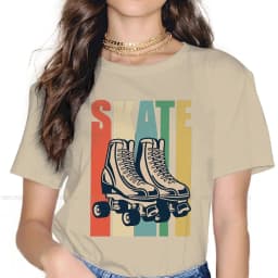 Derby Retro Hipster TShirts Roller Skating Woman Harajuku Fabric Streetwear T Shirt Round Neck 5XL