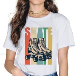Derby Retro Hipster TShirts Roller Skating Woman Harajuku Fabric Streetwear T Shirt Round Neck 5XL