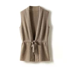 Hot Selling Cashmere Vest Women's V-Neck Solid Color Sleeveless Knitted Cardigan Women's Sweater Loose All-Match 100% Pure Wool