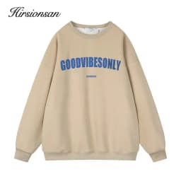 Hirsionsan Letter Print Loose O Neck Sweatshirt Women Korean Casual Pullovers Oversized Warm Loose  Female Sportwear 2023 New