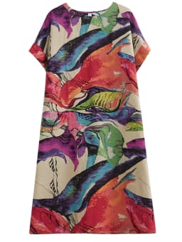 Short Sleeve Cotton Linen Print Vintage Dresses For Women 2026 Summer Casual Loose Long Dress Robe Femme Elegant Fashion Clothes