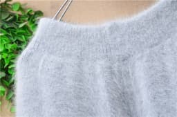 Elegant casual ladies women thicken warm winter mink cashmere loose elastic angora fur knitted trousers pants sweater pull tops