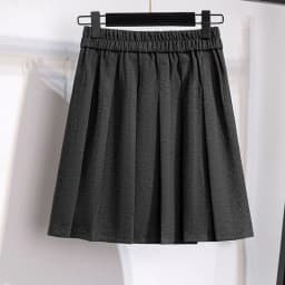 Large Size Women's Loose Solid A-Line Pleated Elastic Waist Woolen Skirt Hip 156cm Black Gray 3XL 4XL 5XL 6XL 7XL 8XL 140Kg