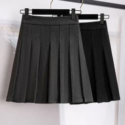 Large Size Women's Loose Solid A-Line Pleated Elastic Waist Woolen Skirt Hip 156cm Black Gray 3XL 4XL 5XL 6XL 7XL 8XL 140Kg