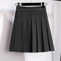 Large Size Women's Loose Solid A-Line Pleated Elastic Waist Woolen Skirt Hip 156cm Black Gray 3XL 4XL 5XL 6XL 7XL 8XL 140Kg