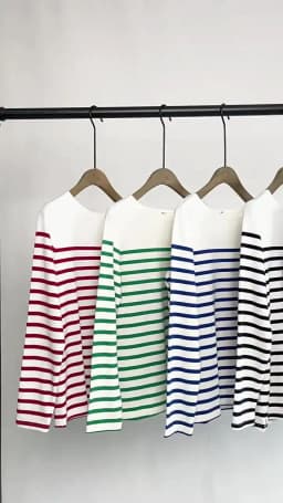EMBELLIKE Marine Crew Neck Striped T Shirt Women Long Sleeve Combed Cotton Tops Tees Regular Fit S-XL