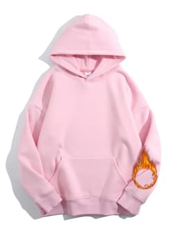 Streamgirl Fleece Oversize Hoodies Women Winter Warm Sweatshirt Pink Thick Velvet Pullovers Loose Women Hooded Sweatshirt Coats