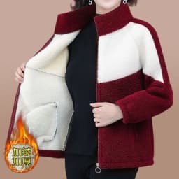 Grain Fleece Coat Women Plush Thick Warm Autumn Winter Jacket Ladies Loose Simple Fashion Splice Large Size Outewear Female 2717