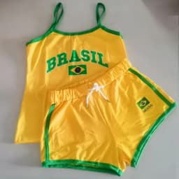 Two Piece Set Y2k Sling+shorts Brasil Letter Printing Tank Top Summer Women Backless Slim Sleeveless Camisole Crop Tops T Shirt