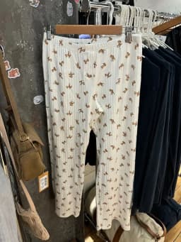Cute Little Bears Eyelet Long Pant For Woman Clothes Elastic High Waist Straight Trousers Autumn Sweet Casual Cotton Pants New