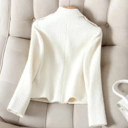 4XL Fashion White Blazer Suit collar small fragrance Jacket high-quality Coarse tweed Coat Black Wool Outerwear Woman Short