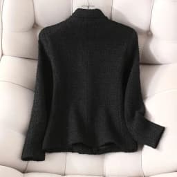4XL Fashion White Blazer Suit collar small fragrance Jacket high-quality Coarse tweed Coat Black Wool Outerwear Woman Short