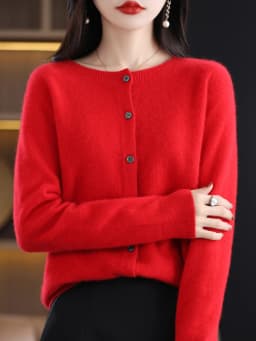 2024 Long Sleeve Cardigan New Fashion Women Sweater 100% Merino Wool Tops Jerseys O-Neck Knitwears Spring Autumn Women Clothing