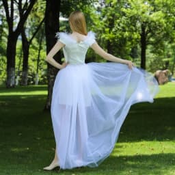 Women Tulle Tutu Long Skirts Wedding Party Cocktail Prom Bandage Mesh Maxi Skirt Bridal High Waist Detachable Overskirt Overlay