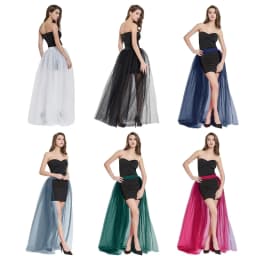 Women Tulle Tutu Long Skirts Wedding Party Cocktail Prom Bandage Mesh Maxi Skirt Bridal High Waist Detachable Overskirt Overlay