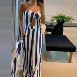 Two Piece Sets Women Skirt Set Striped Strapless Sleeveless Backless Matching Sets A Line Tops Long Pants Sexy Dress Sets 2025