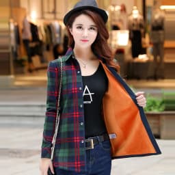 Velvet Thicken Warm Women's Plaid Shirt, Female Long Sleeve Tops M-XXL Winter Fleece Casual Blouse, Autumn Clothes T17405X