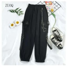 Summer New Two Piece Sets Women Outfits Korean Loose Short Shirts Single Breasted with Tie + Chain Cargo Pants High Waist Pocket