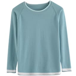 Spring Autumn Hot Sale New 100% Pure Cotton Sweater Women O-neck Pullover Contrast Crimping Fashion Loose Casual Knit Base Tops