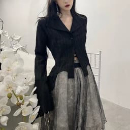 Karrcat Gothic Black Shirts Irregular Yamamoto Style Flare Sleeve Blouse Dark Aesthetic Grunge Clothes Harajuku Mall Goth Tops
