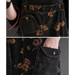 Loose Jeans Black Jumpsuit Women Casual Oversized Baggy Cargo Pants Big Pockets Print Floral Denim Overalls Straps Jean Rompers