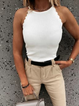 Women Round Neck Sexy Skinny Slim Blouse Elegant Femme Solid Summer Sleeveless Pullover Streetwear All Matching Casual Top Blusa