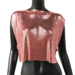 Sparkly New Metal Sequins Sexy Tank Tops Sleeveless O Neck Hollow Out Nightclub Cropped Solid Luxury Women Corset Crop Top 2022