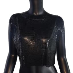 Sparkly New Metal Sequins Sexy Tank Tops Sleeveless O Neck Hollow Out Nightclub Cropped Solid Luxury Women Corset Crop Top 2022