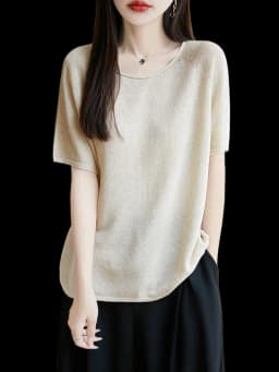 Women Summer Linen Cool T-shirt Slash Neck Light Breathable Anti-wrinkle Tee Basic Model Tshirt Skin-friendly Short Sleeve Tops