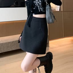 Autumn Winter Anti-Exposure Woolen Mini Skirt Women Korean College Style Short Skirts New Thicken Warm High Waist A-Line Skirt