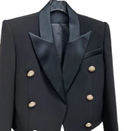 Luxury Brand Autumn Cropped Jackets Women Black Blazer Lapel Metal Button Long Sleeves Office Lady Coat Cropped Blazer Short Top